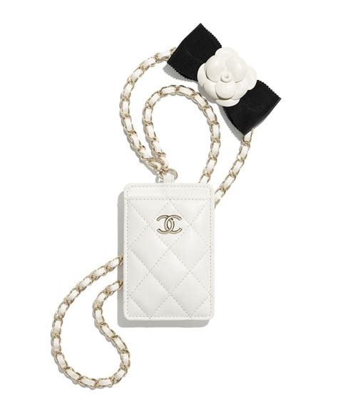 chanel card holder with chain|white chanel wallet on chain.